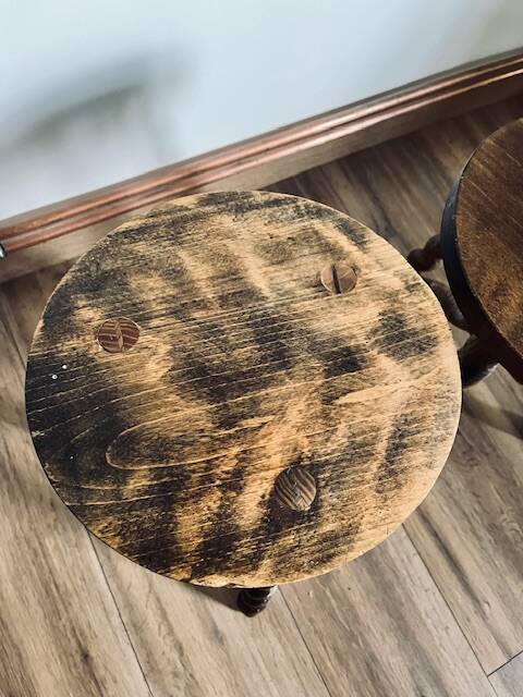 Pair of turned wooden stools