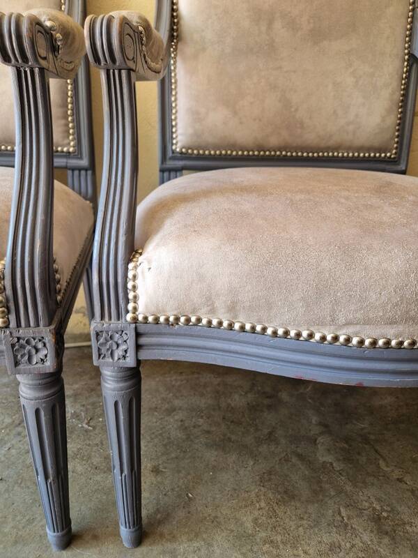Pair of Louis XVI style armchairs with gendarme hat backs - Wood