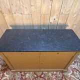 Buffet à plinthes Louis Philippe en bois peint et marbre noir