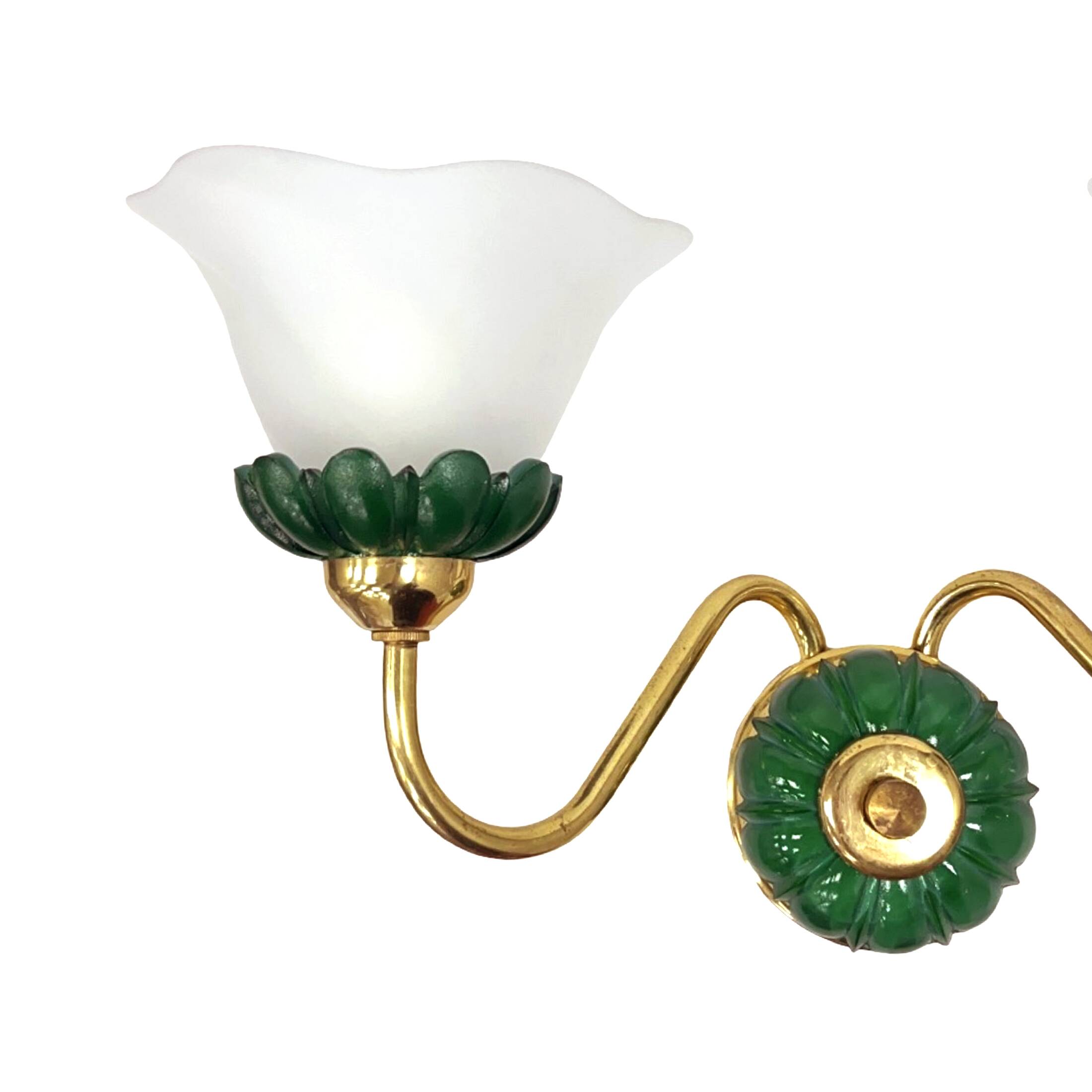 Preciosa double wall lamp | czechoslovakia 1980s | malachite glass | brass