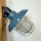 Industrial Blue Painted Factory Wall Cage Lamp from Elektrosvit, 1960s