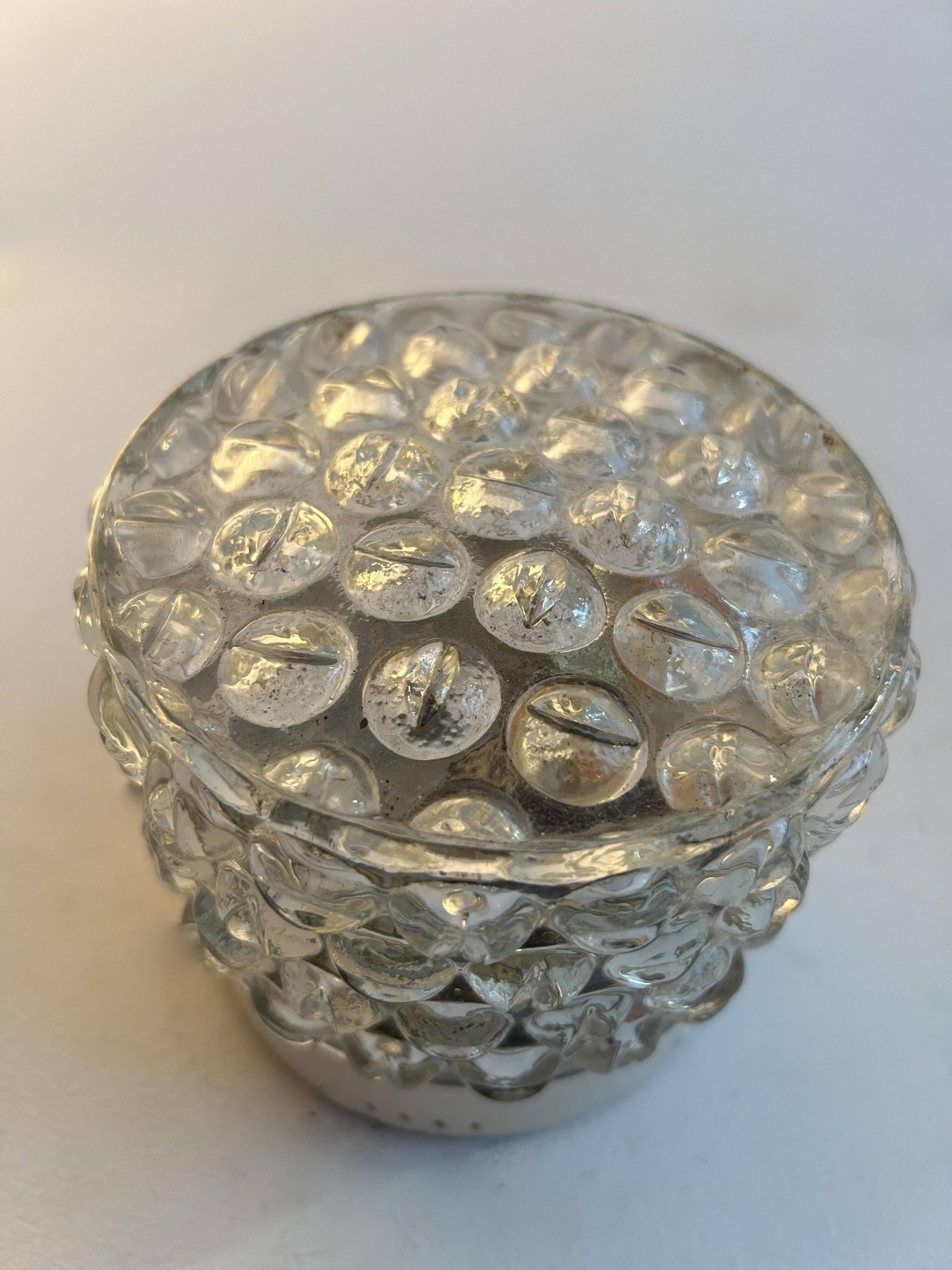Pair of vintage wall lights, pressed molded glass, France 1960s