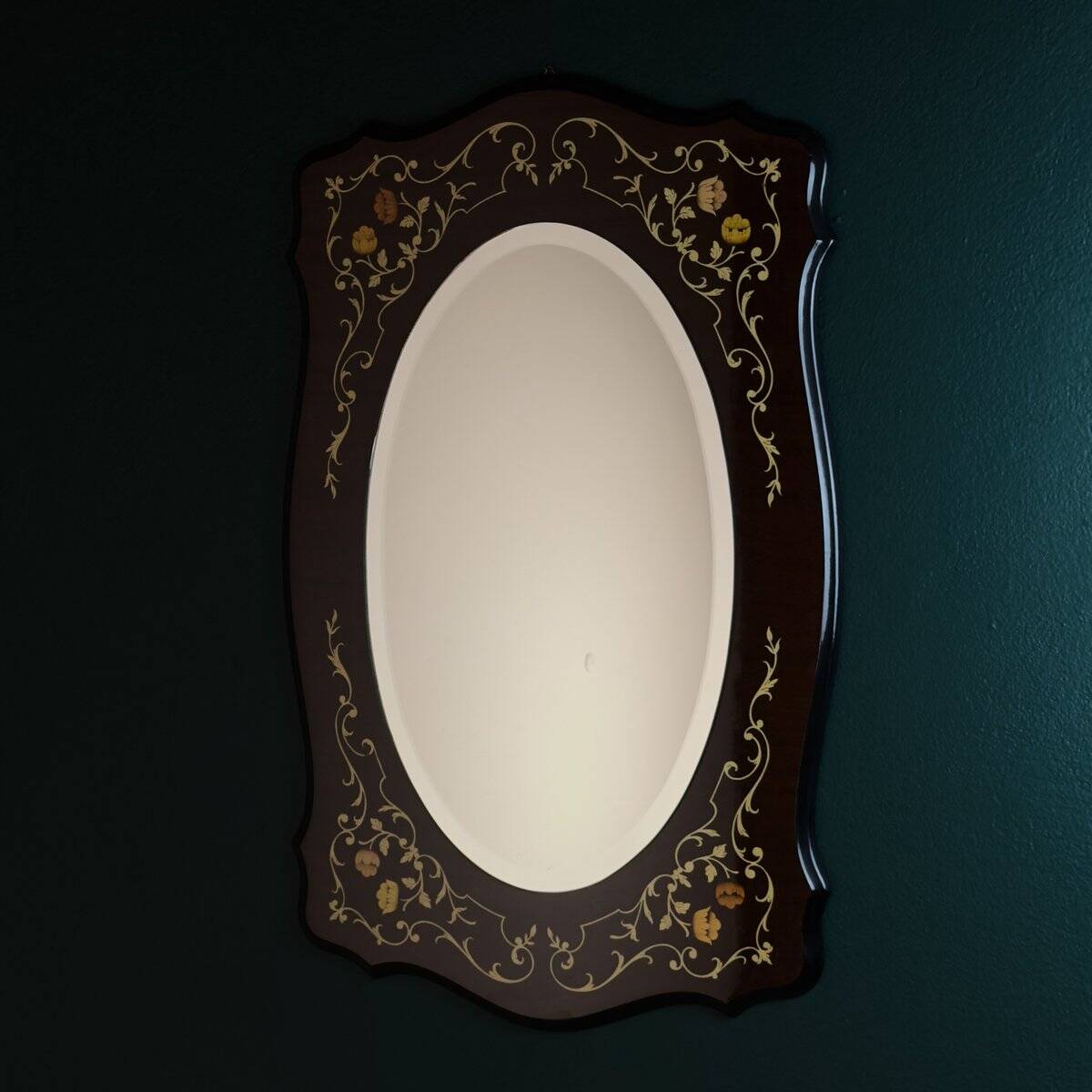 Large vintage wooden mirror, Italy, 1970s