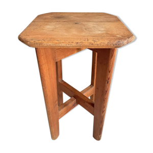 Tabouret d'atelier pin et frêne 1940 vintage