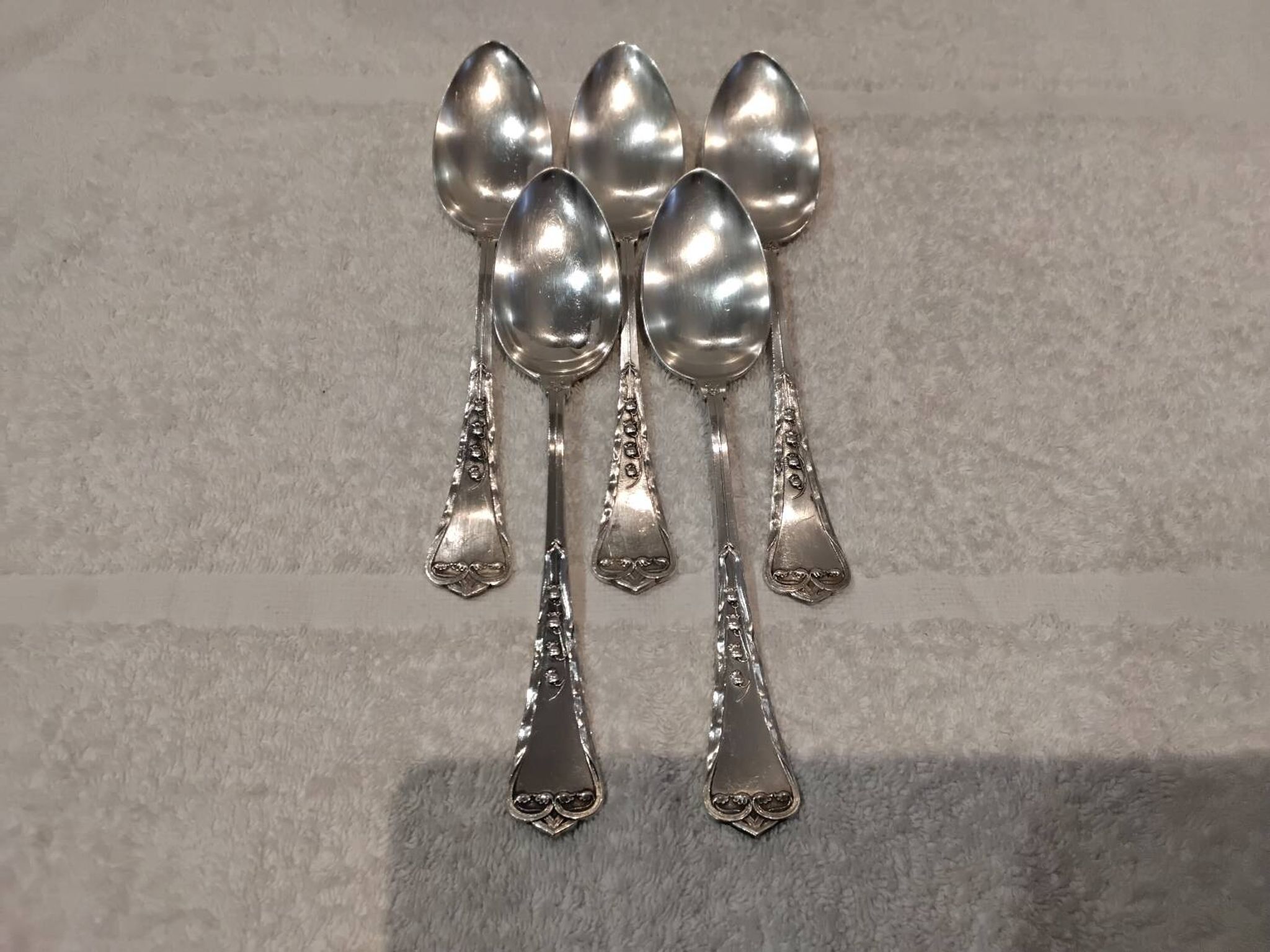 5 tablespoons 800 silver Swiss goldsmith Jezler model Muguet