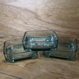 3 Coupelles en verre vert bleu pour IHQ Dansk Designs Danemark 60's