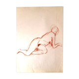 Drawing Nude with Sanguine on Paper