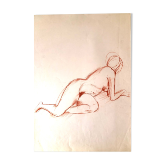 Drawing Nude with Sanguine on Paper