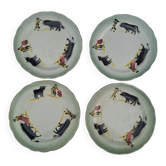 4 dessert plates bullfighting Choisy Le Roy Terre De Fer