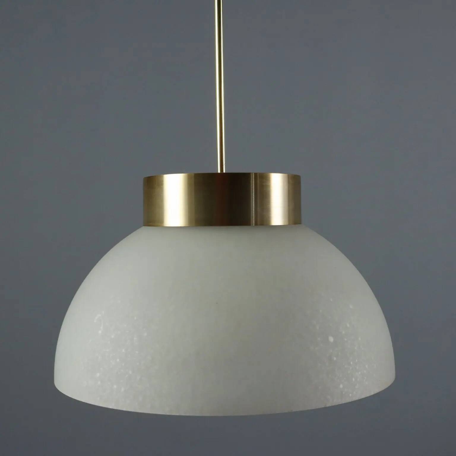 Vintage ceiling light in brushed aluminium and glass, 1960s design.