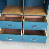 Meuble d'atelier quatre tiroirs patine bleue d'origine