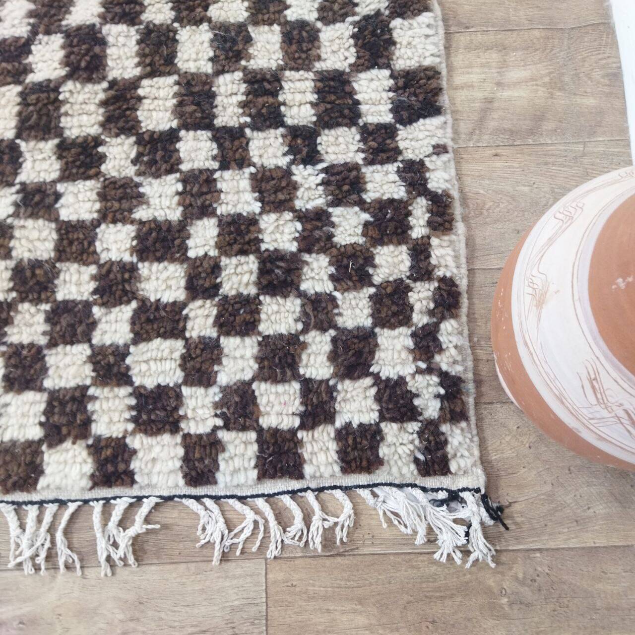 Handmade wool Berber rug 300X195 cm