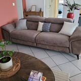 Newport 3-seater taupe microfibre sofa