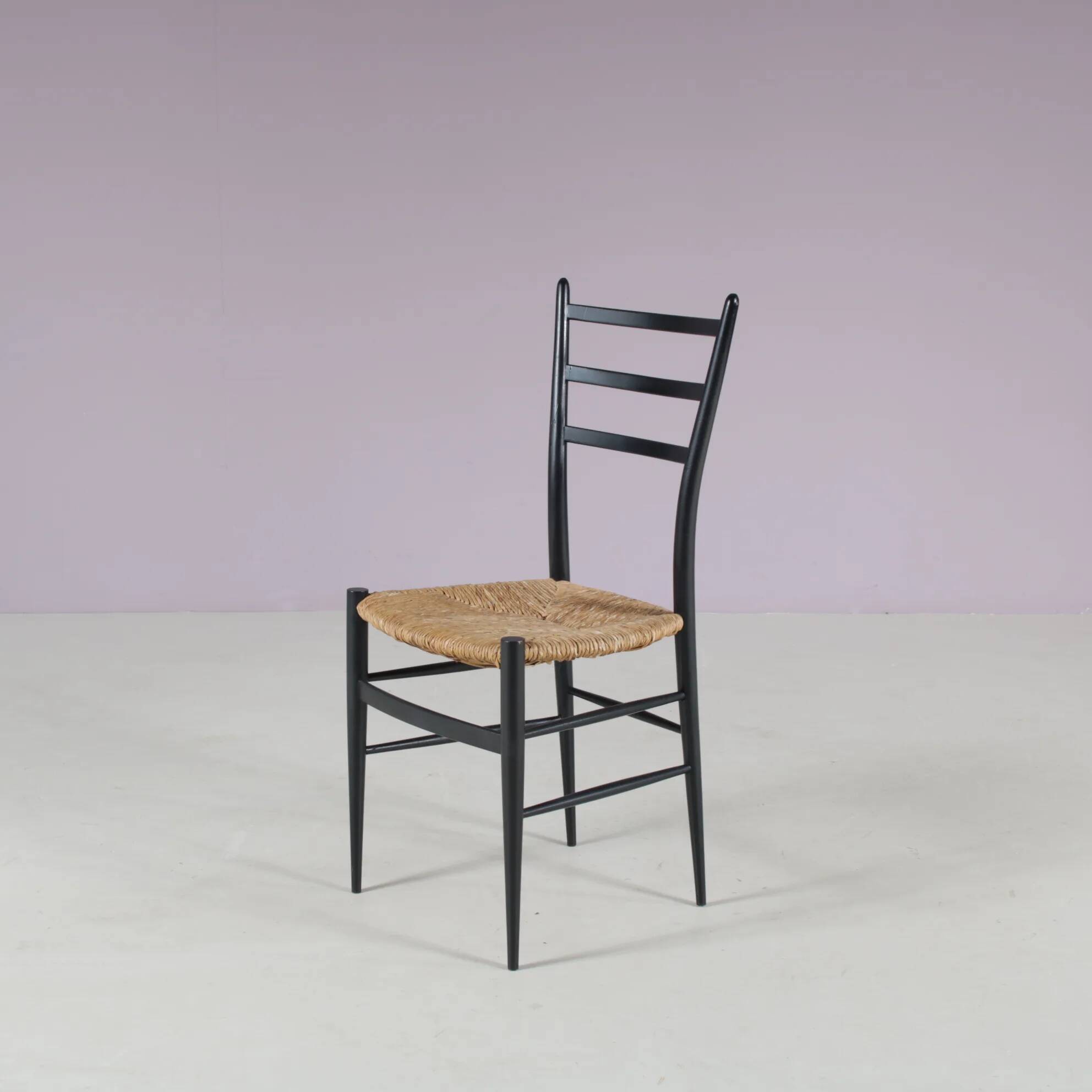 Set of 4 "Spinetto" dining chairs from Chiavari, Italy, 1950s