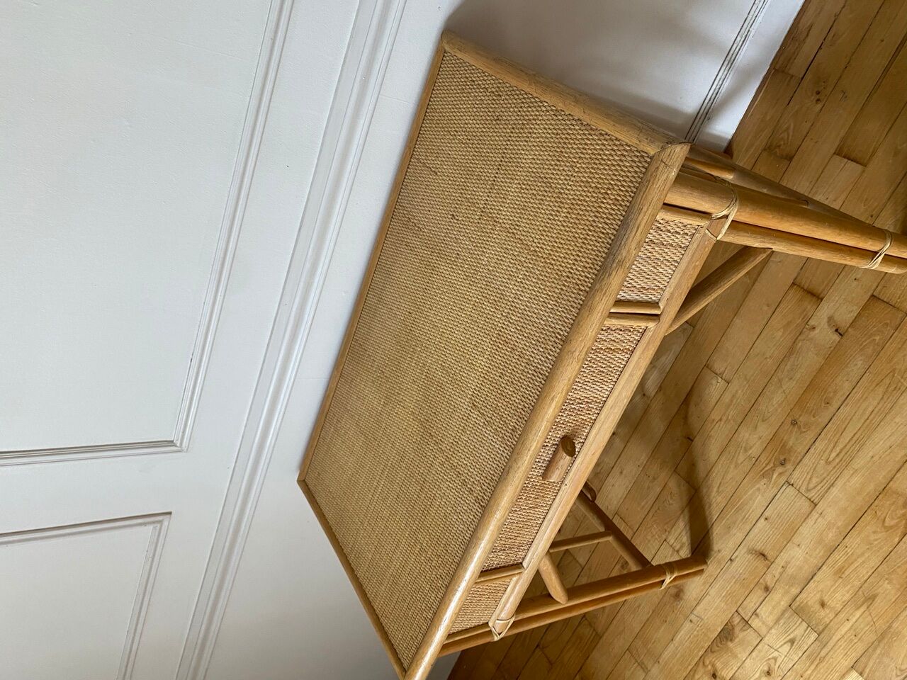 Bureau en rotin et bambou vintage
