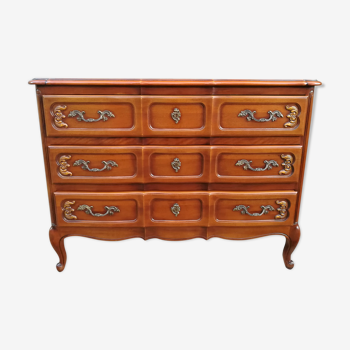 Louis XV style crossbow chest of drawers in cherry wood