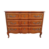 Louis XV style crossbow chest of drawers in cherry wood