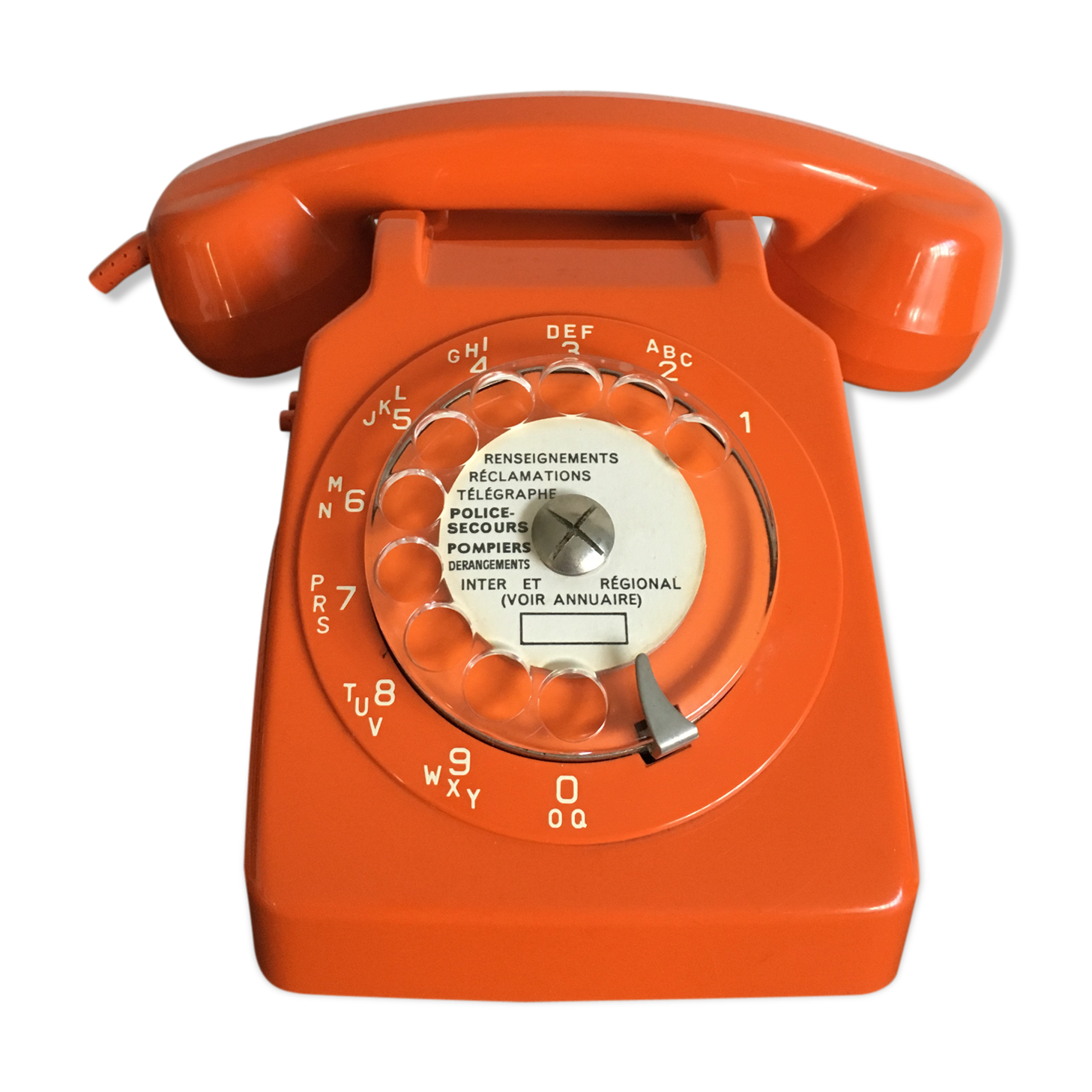 Orange vintage dial phone