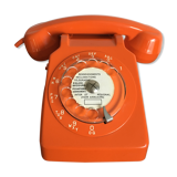 Orange vintage dial phone