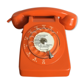 Orange vintage dial phone
