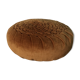 Brown round cushion with velvet folds