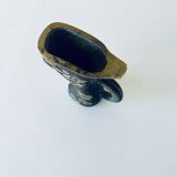 Brutalist bronze vase, the signs of the zodiac