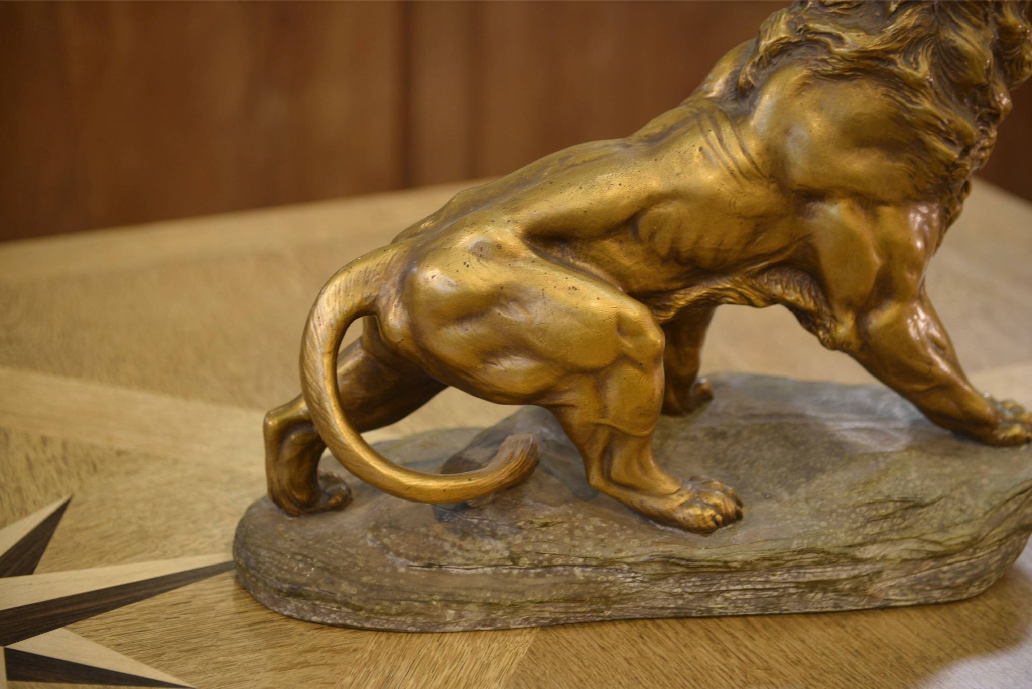 Sculpture of a lion in patinated terracotta by A. Fagotto, 1930s.