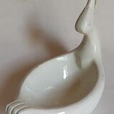 Empty pockets bird soap holder white ceramic Art-deco