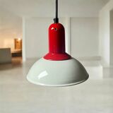 1980s Vintage Hanging Lamp by Imago Italy - Red and White Ceramic- New Old Stock.