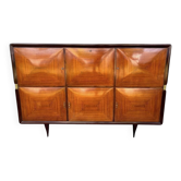 Mid-Century Sideboard in Wood and Brass, Italy, 1950s
