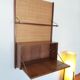 Vintage wooden desk with wicker bottom, Netherlands