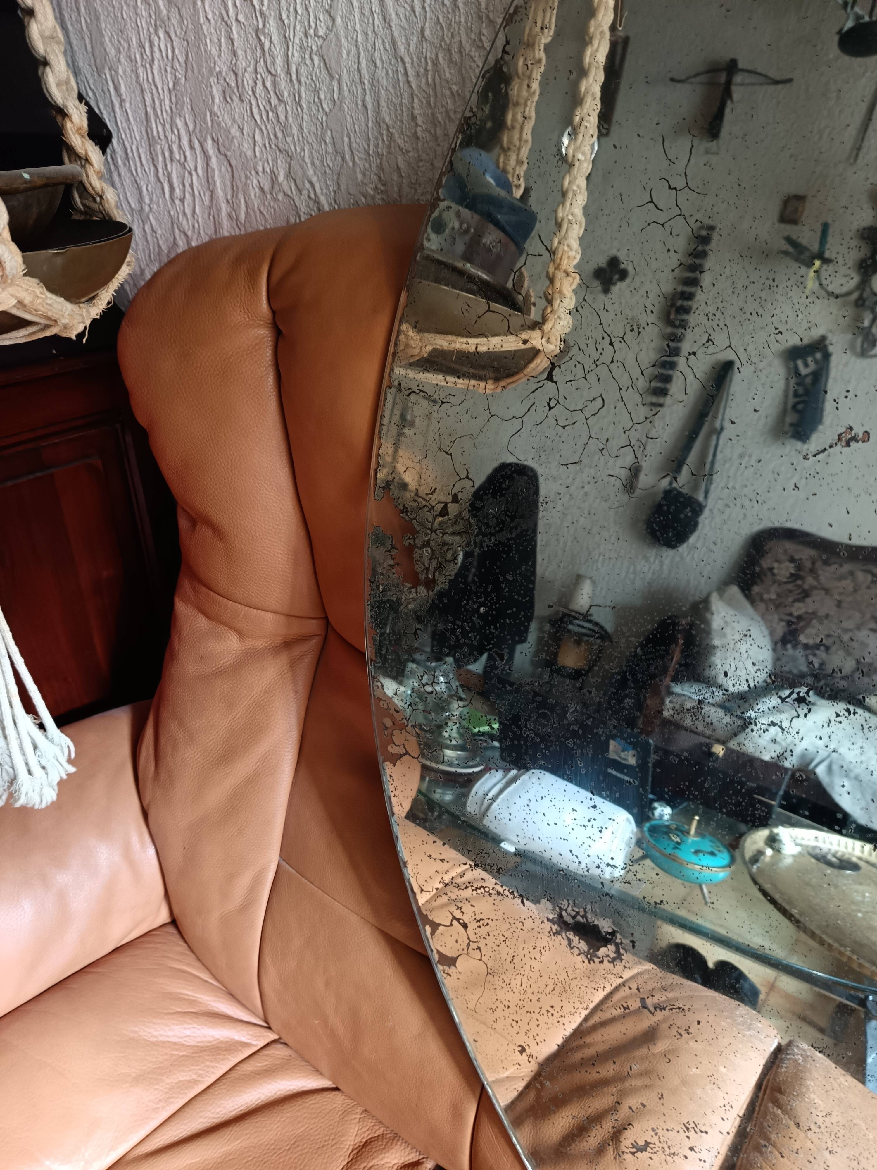 Italian round wall mirror from the 1960s.