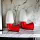 Pair of red and white seventies wall lights