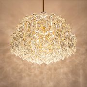 Chandelier, brass and crystal glass by Kinkeldey, Germany, 1970s.