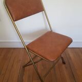 Chaise pliante lafuma vintage en cuir