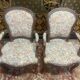 Pair of Louis XV style oak armchairs