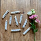 Set of 9 vintage art deco knife holders in pearly and gold ceramic