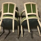 Pair of louis XVI green armchairs
