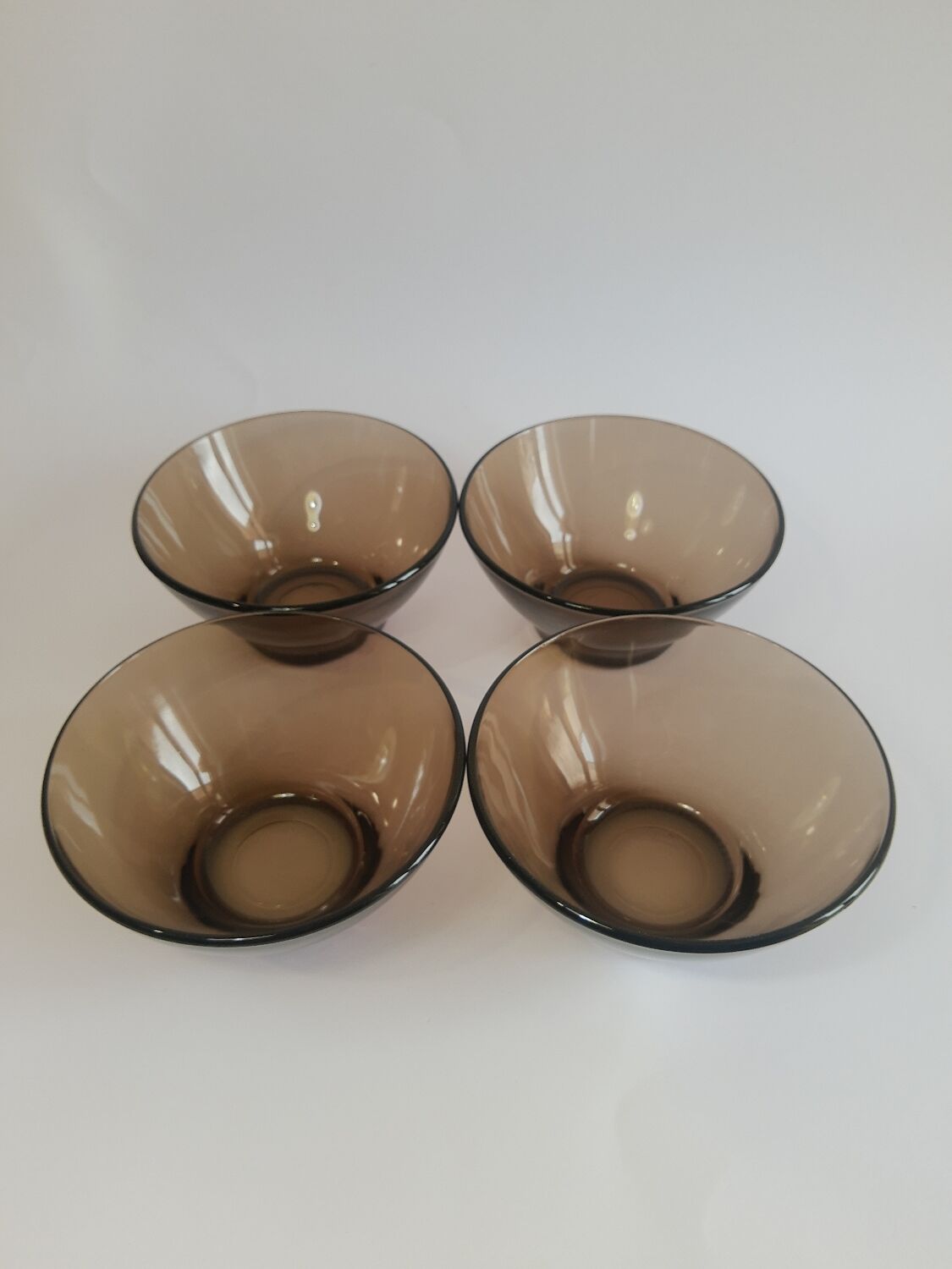Set de 4 bols en verre fumé Vereco France années 70 vintage