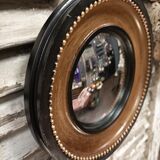Miroir convexe cadre marron et noir