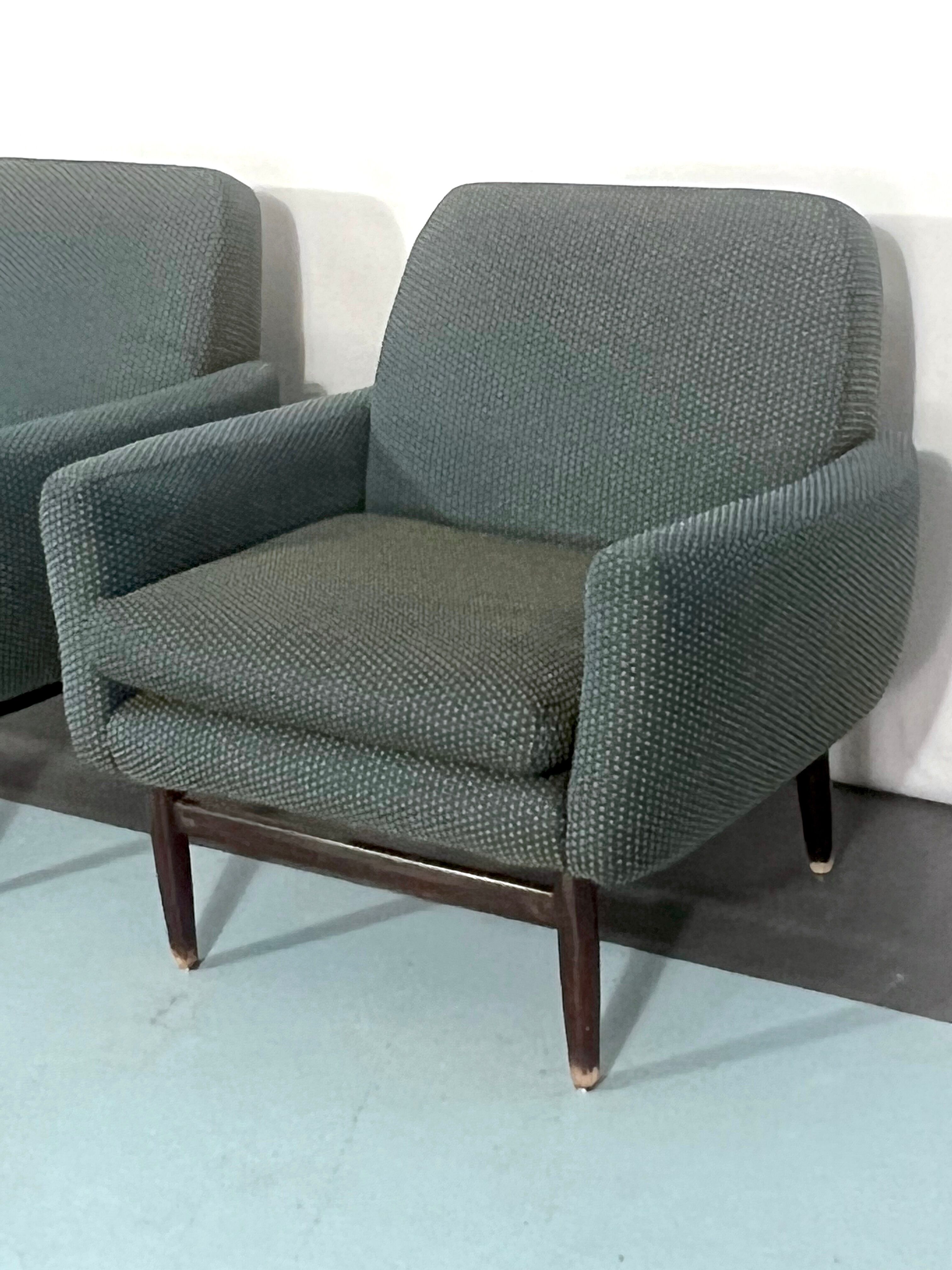 Italian Mid-century wood modern armchairs from 60s