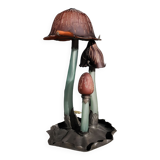 Lampe Gallé laiton et verre champignon