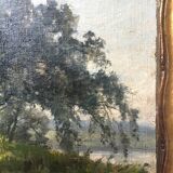 Painting "Riverside TreeScape" by Auguste Alfred Rubé (1815-1899)