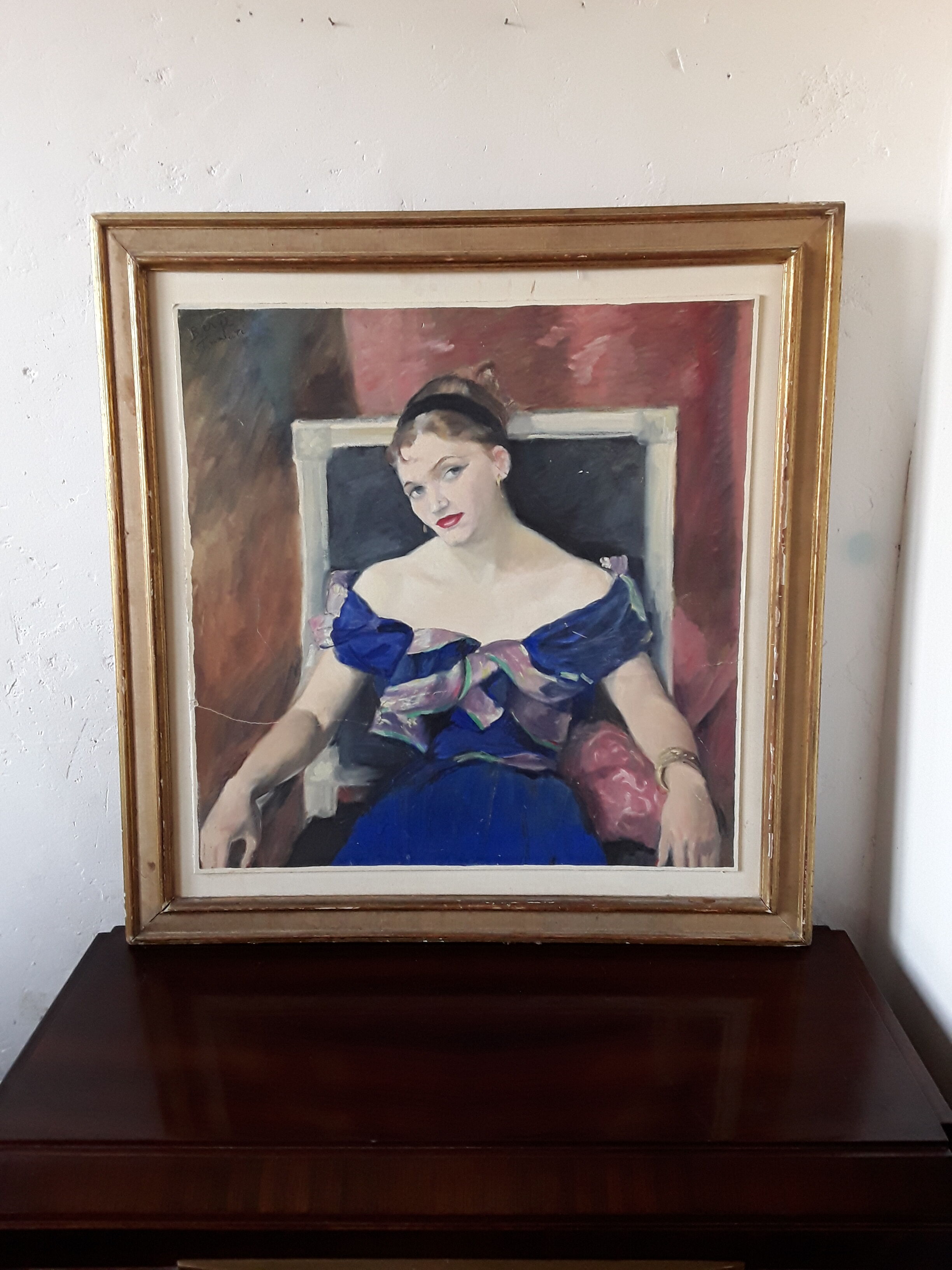 Portrait painting on wood 50s