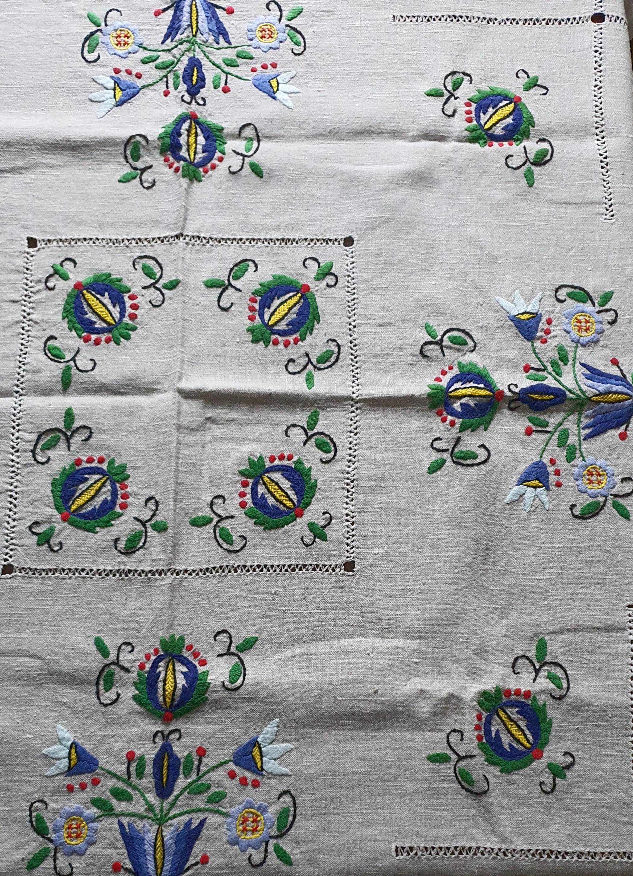 Hand embroidered tablecloth Polish crafts