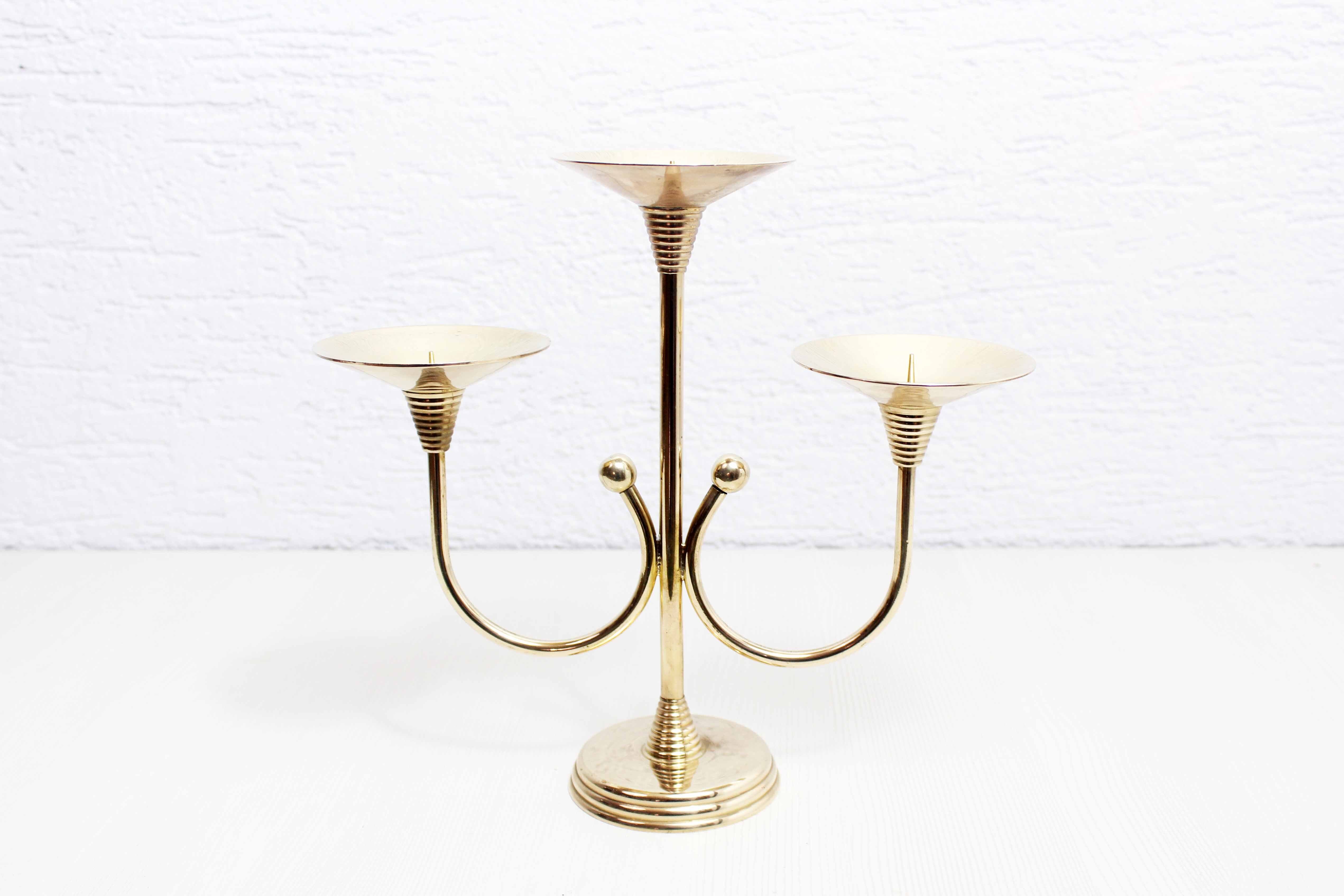 Art Deco style brass candle holder