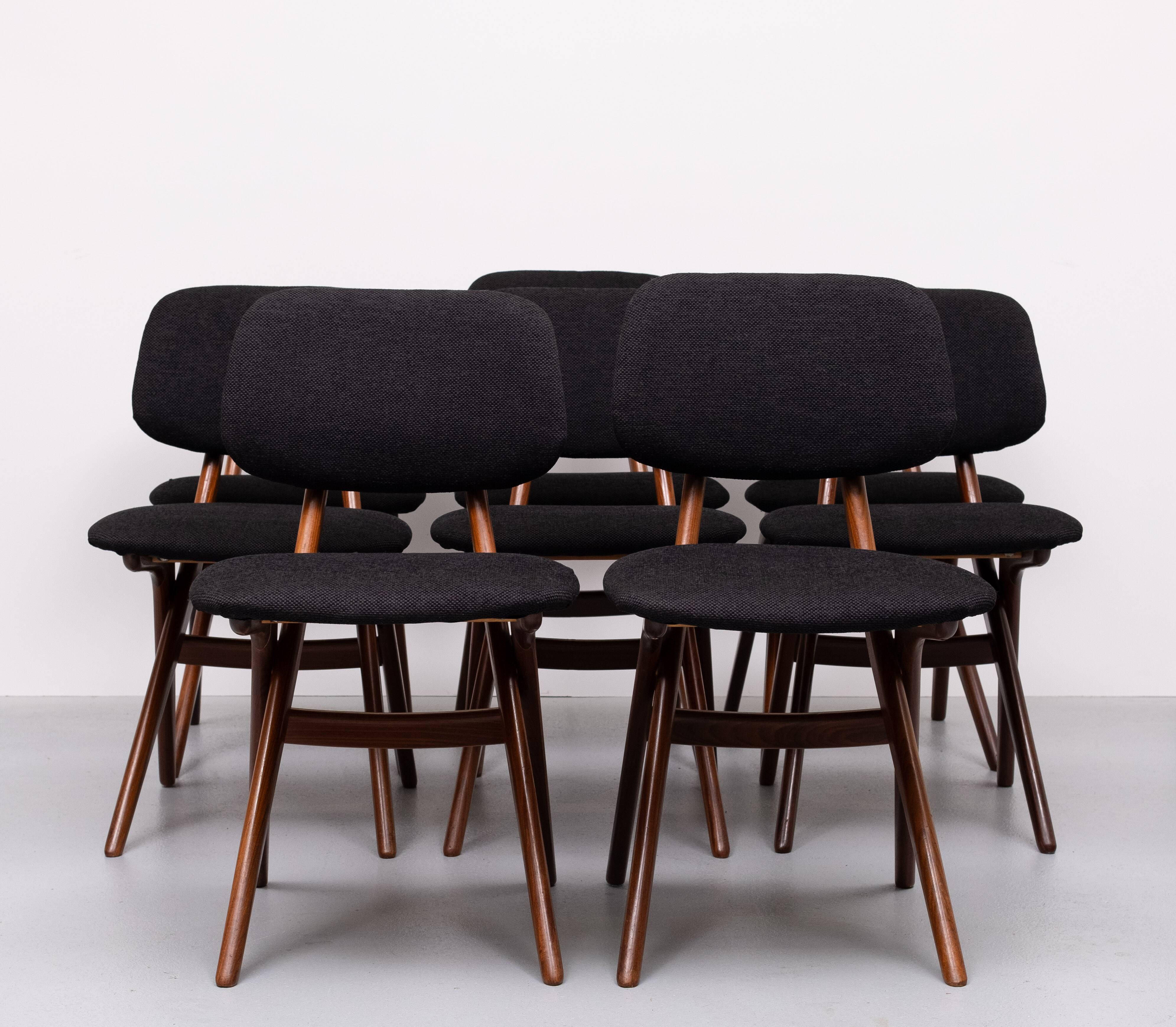 Dutch Scissors Dining Chairs Louis by Van Teeffelen for Wébé, 1959, Set of 8