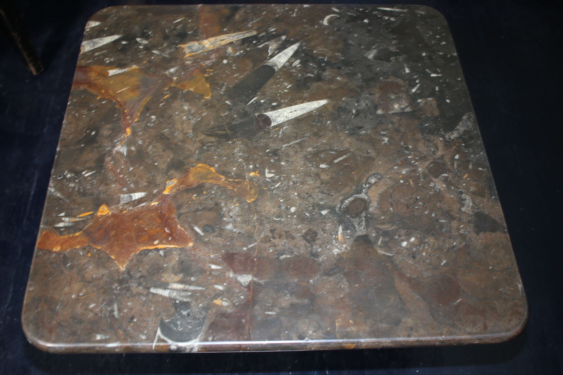 Table basse vintage en pierre fossilisée