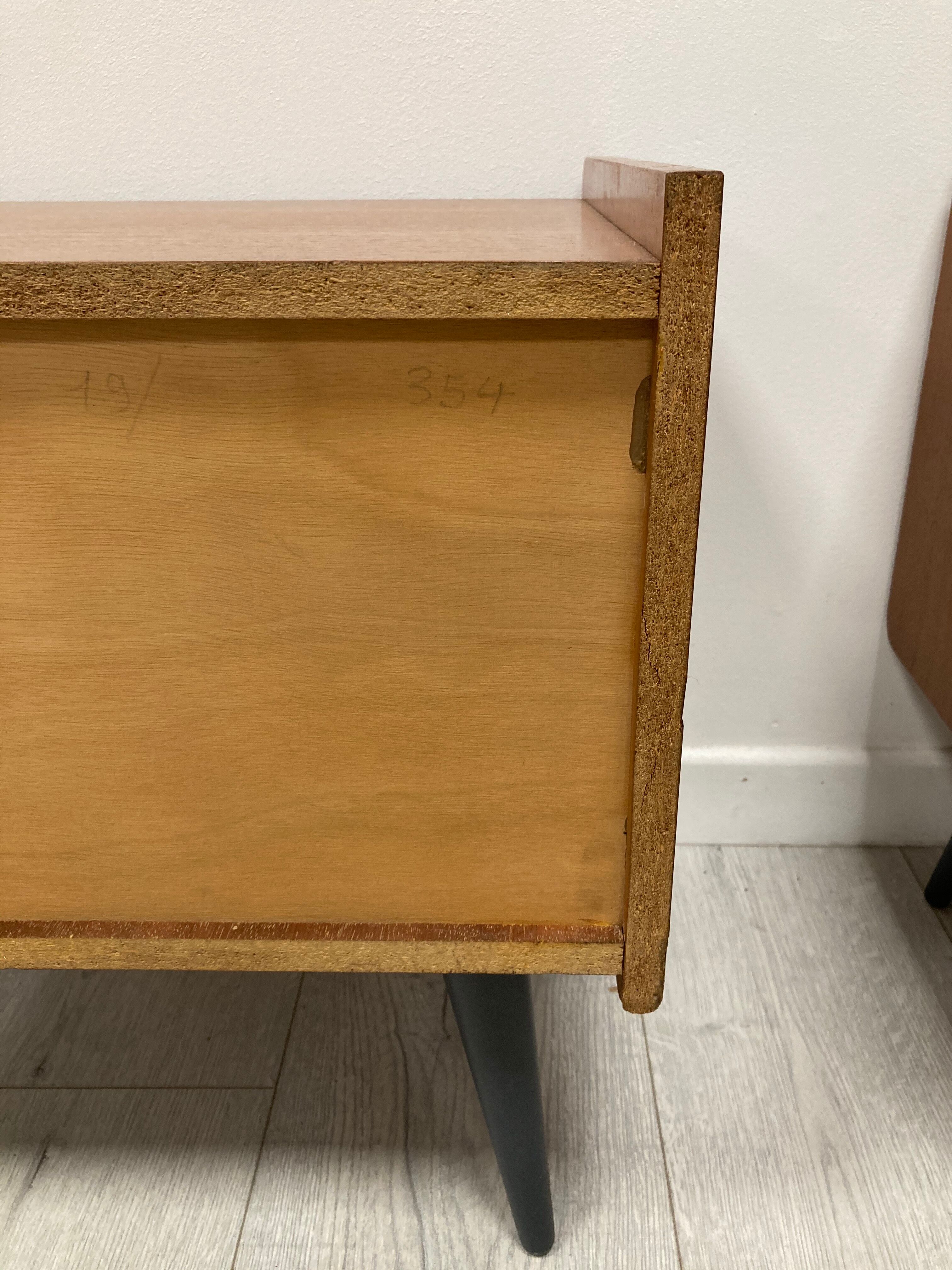 Pair of 1960s bedside tables compass feet