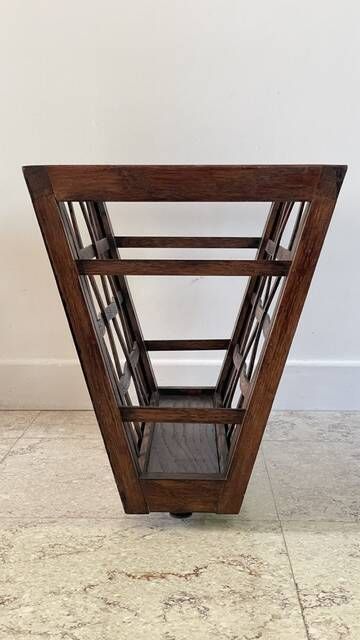 Vintage woven oak magazine rack